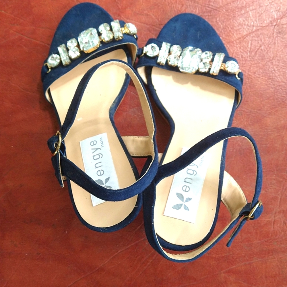 Strappy black jeweled sandal
